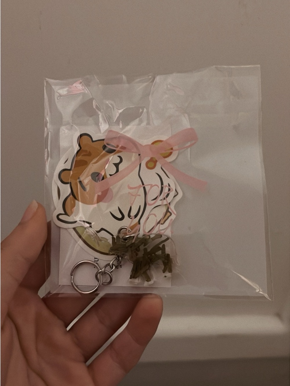Cute Keychain - White, Pink, Brown sticker (2)